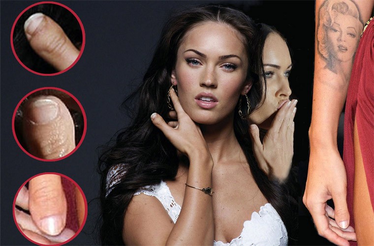 Điểm trên cơ thể mà người đẹp Megan Fox không hài lòng nhất về mình có lẽ là hai ngón tay cái ngắn ngủn và rất thô. Đây được cho là căn bệnh ngón ngắn. Tâm sự trên The Tonight Show, ngôi sao "Transformer" nói mẹ cô cho rằng vì khi mang thai ăn nhiều cá ngừ nên cô mới bị vậy.